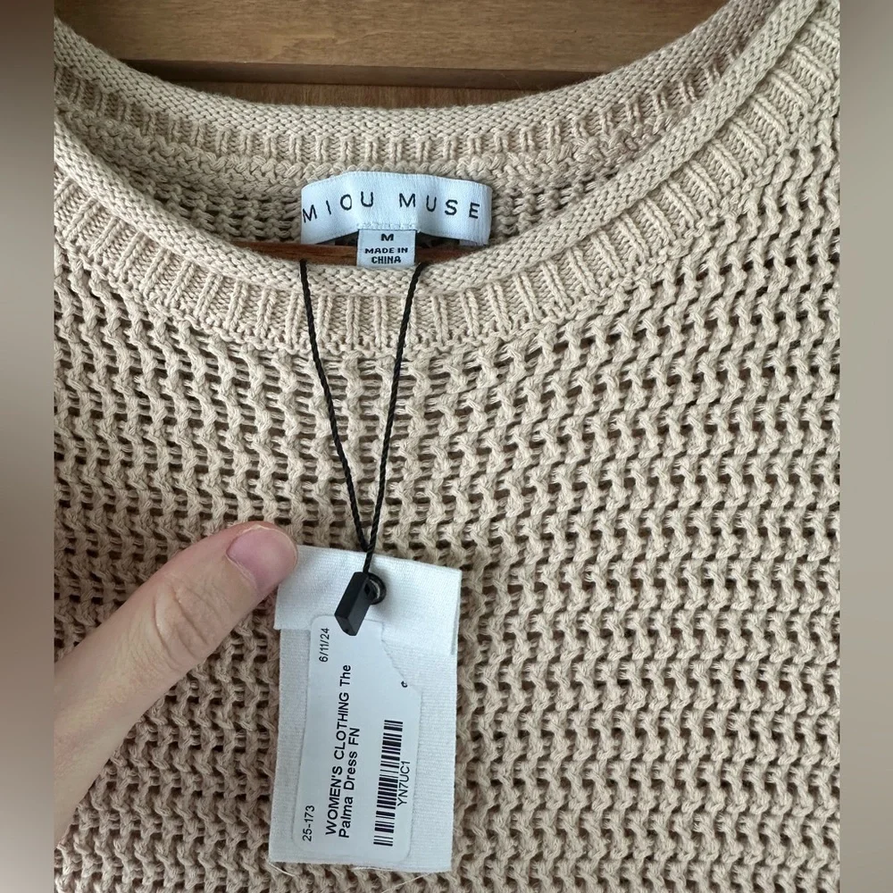 NWT Miou Muse The Palma Crochet Knit Sleeveless Sweater Dress size M - Picture 5 of 11